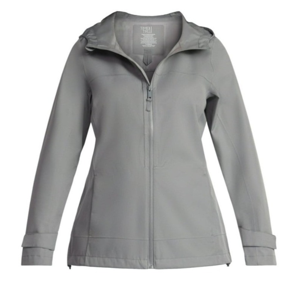 Time and Tru Lightweight Rain Anorak Jacket 1X 16W-18W Gray Asphalt‎ New NWT